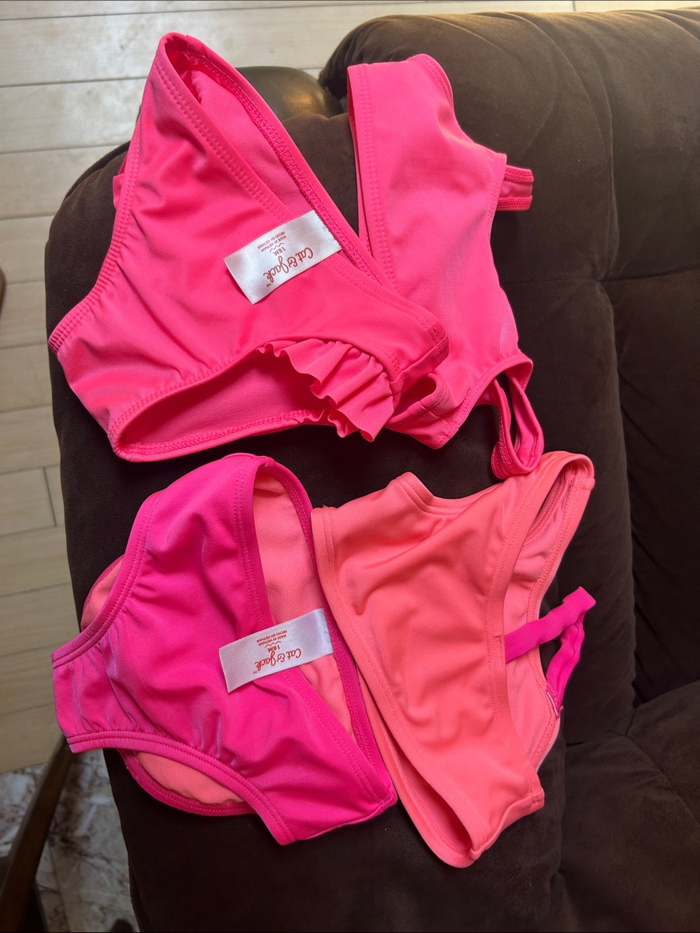 Cat & Jack Girls 2-Pack Hot Pink & Coral Bikini Swim Set
